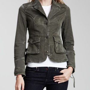 Free People Distressed Ruffle-Back Jacket XSmall